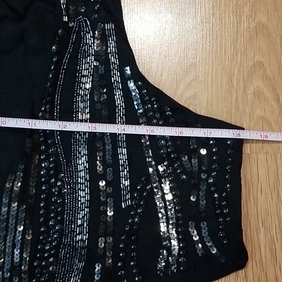 Suzy Shier black open vest with sequins/beads XL - Picture 7 of 8
